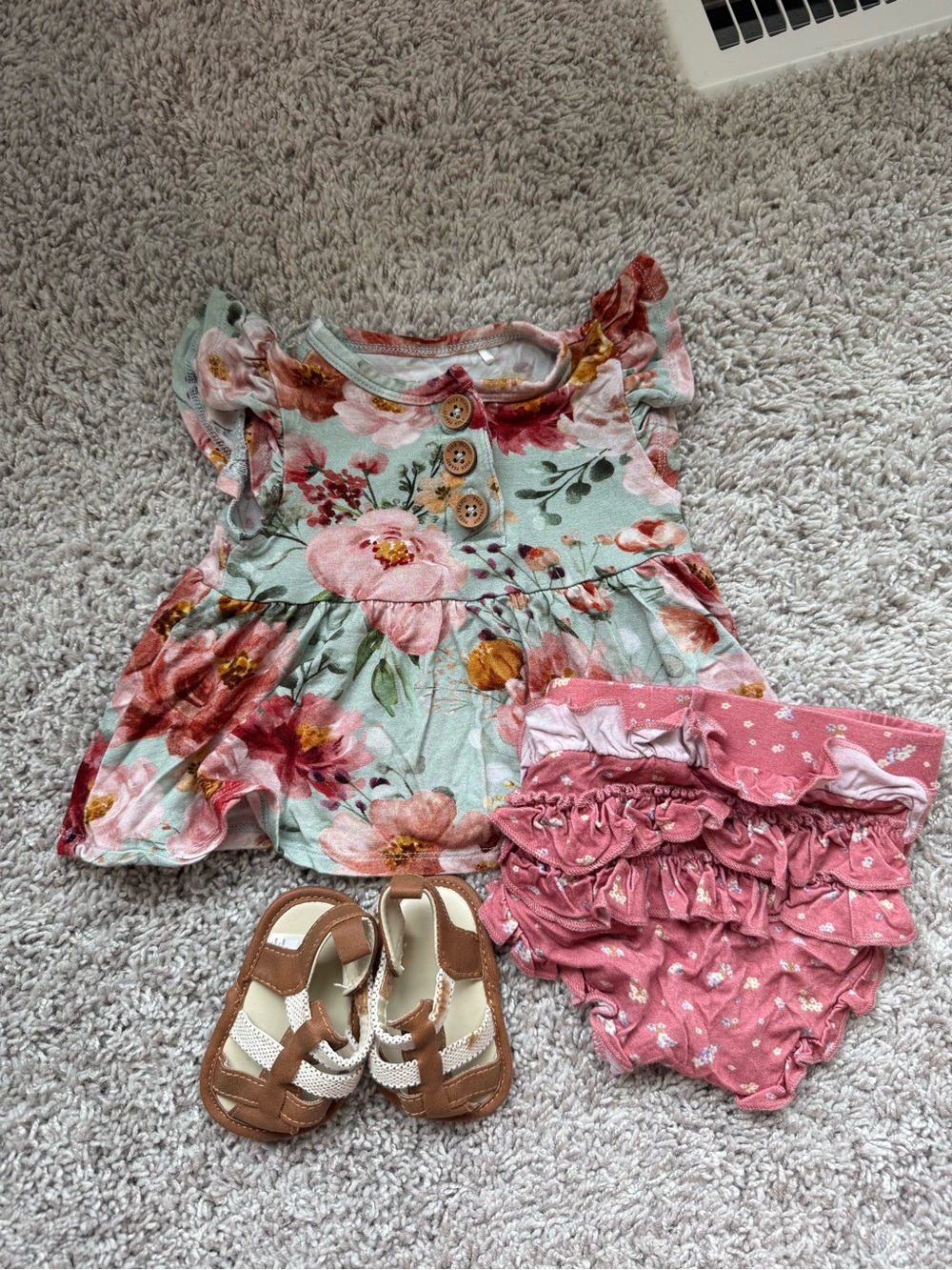 Posh Peanut Floral Mint and Dusty Rose Matching Set